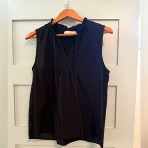 LOFT Black Relaxed Tie Front Blouse